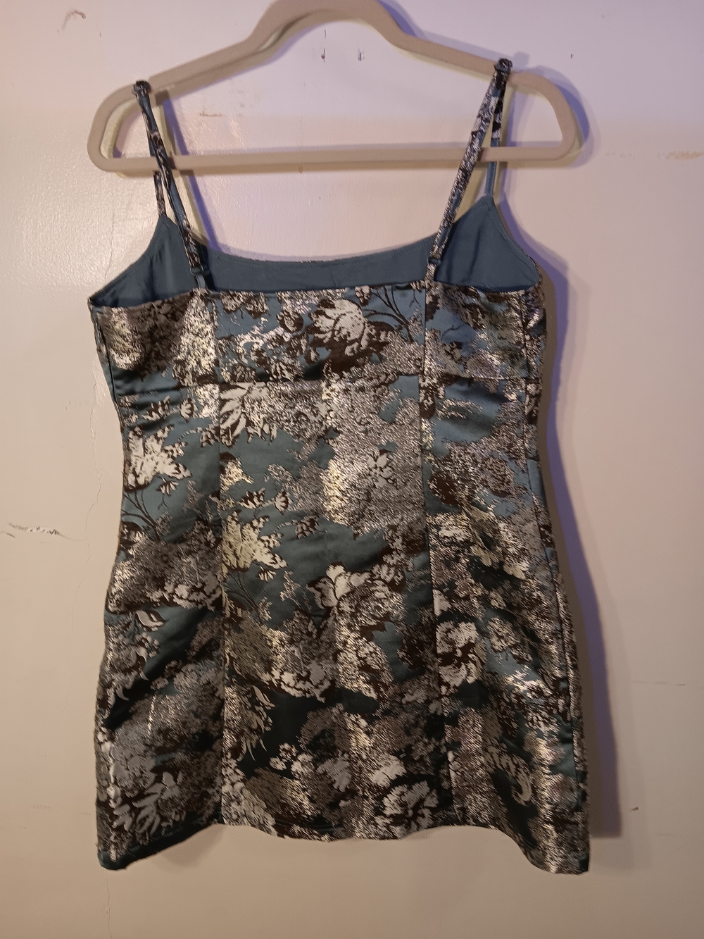 Urban Outfitters - Monette Jacquard Floral Mini Dress - Teal - Large - Picture 4 of 8